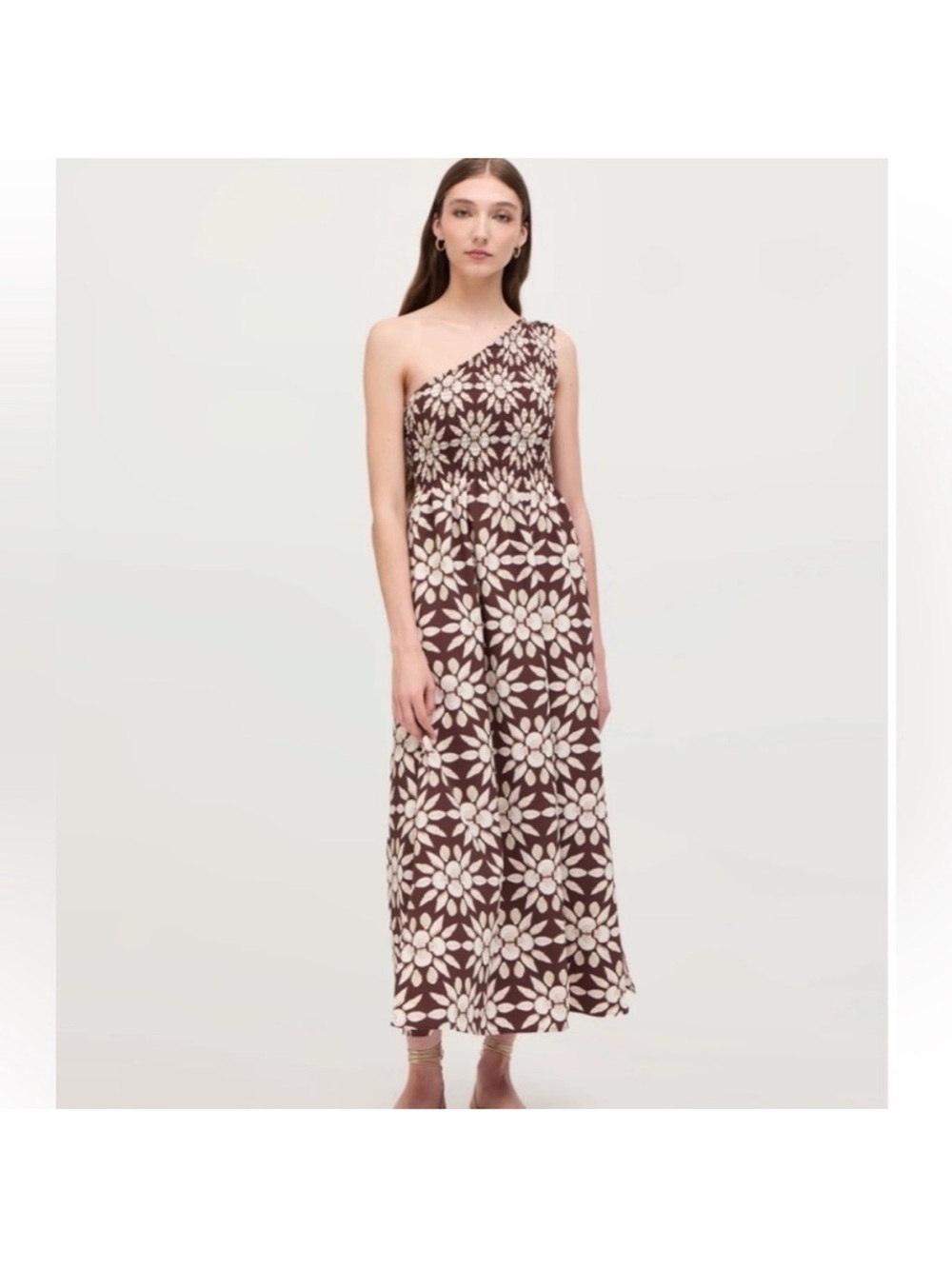 NWT Hill House Thea Nap Midi Dress Brown Mosaic Chocolate Shell Size S - Picture 3 of 9